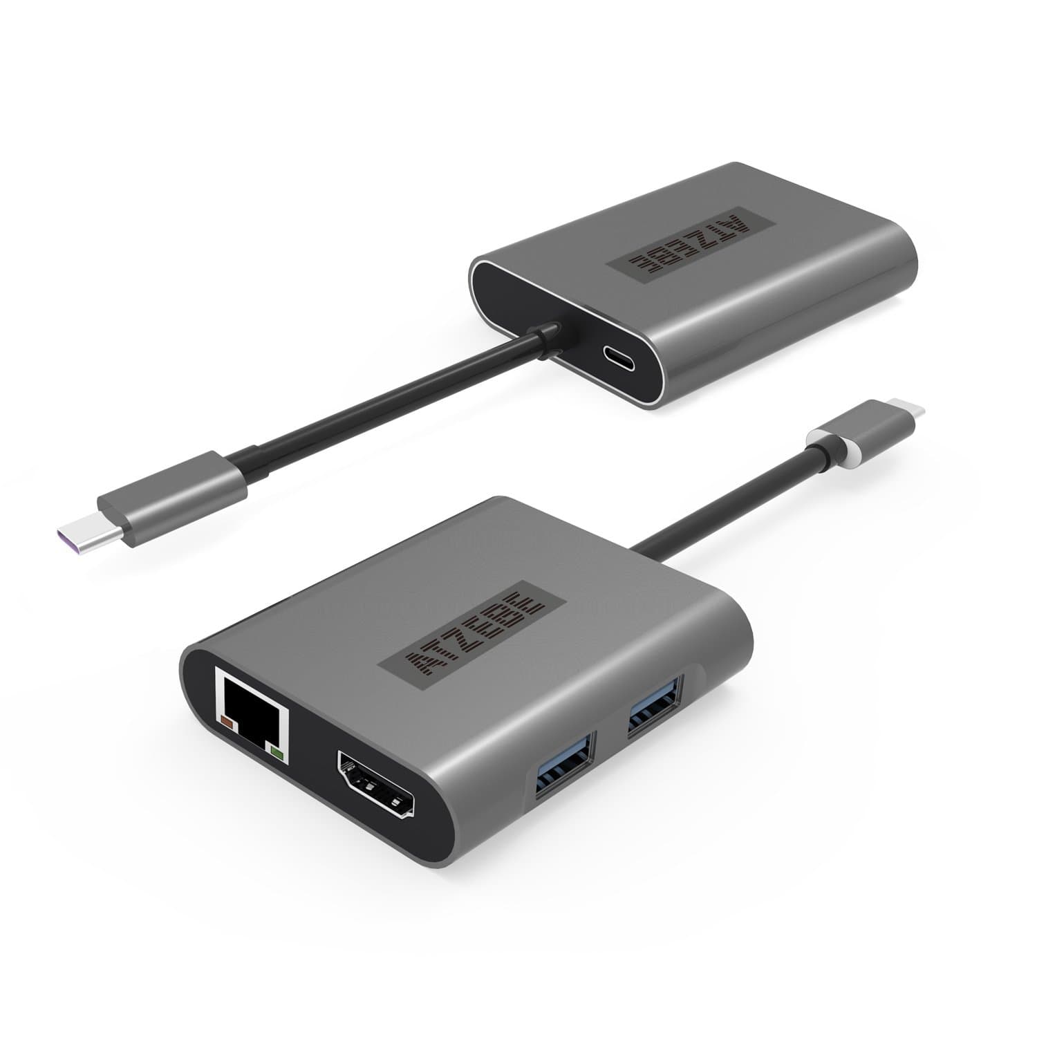 ATZEBE USB-C Hub, USB Type C Adapter with 4K HDMI, RJ45100/1000Mbps Gigabit, 2 USB 3.0 Ports, Power Delivery 60w, 5 Ports Converter (Gray)