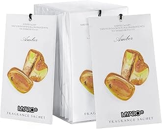 MYARO 12 Packs Amber Scented Sachets, Long-Lasting Potpourri Bags, Closet Deodorizer Room Air fresheners for Drawers and Closets, Home Fragrance Sachet for Lover