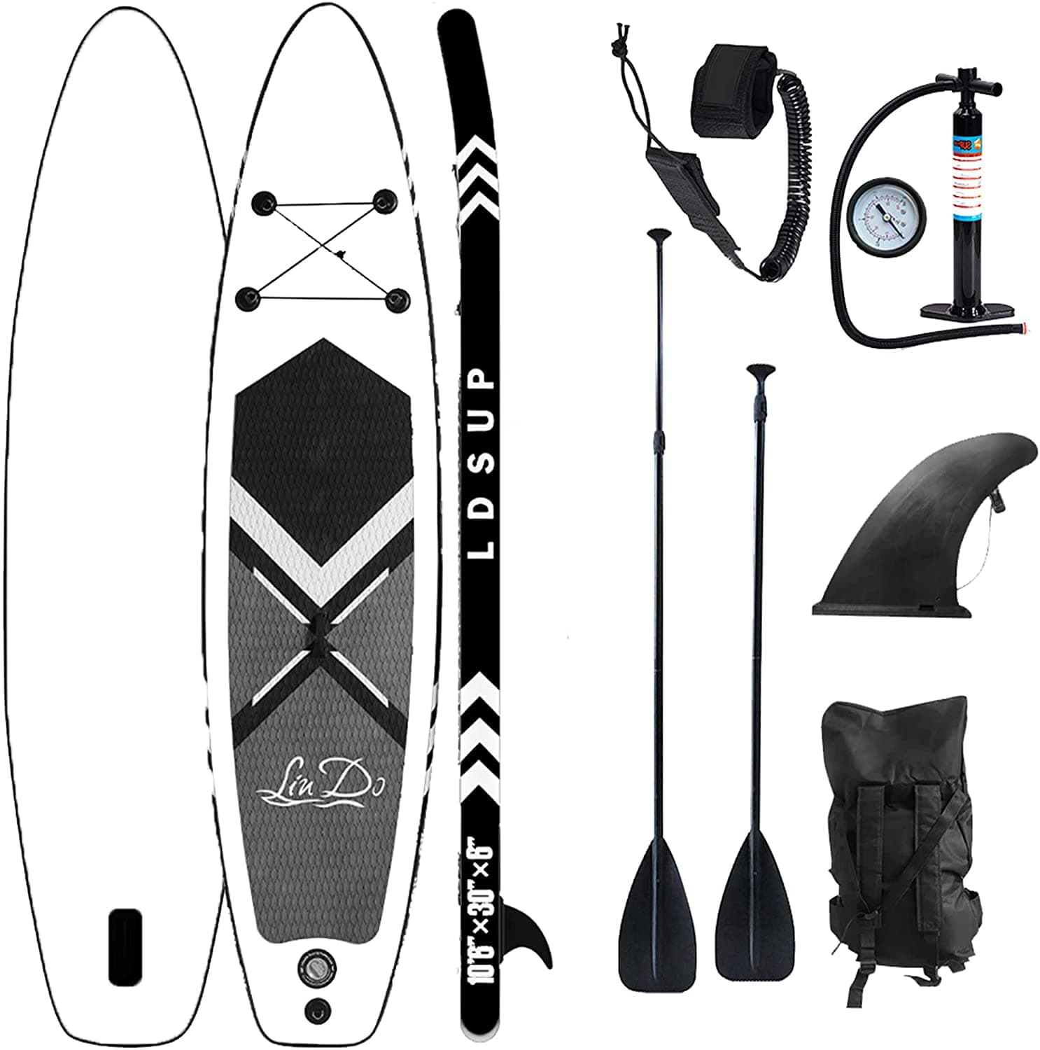 Lucear Inflatable Stand Up Paddle Board Non-Slip Deck with Premium SUP Accessories | Wide Stance, Bottom Fins for Surfing Control | Youth Adults Beginner