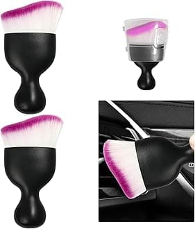 Ziciner 2 PCS Car Detailing Brush, Curved Soft Bristles Auto Removal Dust Collectors, Universal Vehicle Dashboard, Air Conditioner Vents etc Interior Cleaning Tool Accessories (Purple)