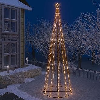 LED Christmas Cone Tree Light with 732 Warm White LEDs, Outdoor Christmas Decoration for Porch, Yard, Garden, Patio, Backyard, Holiday Seasonal Decoration 63"x196.9"