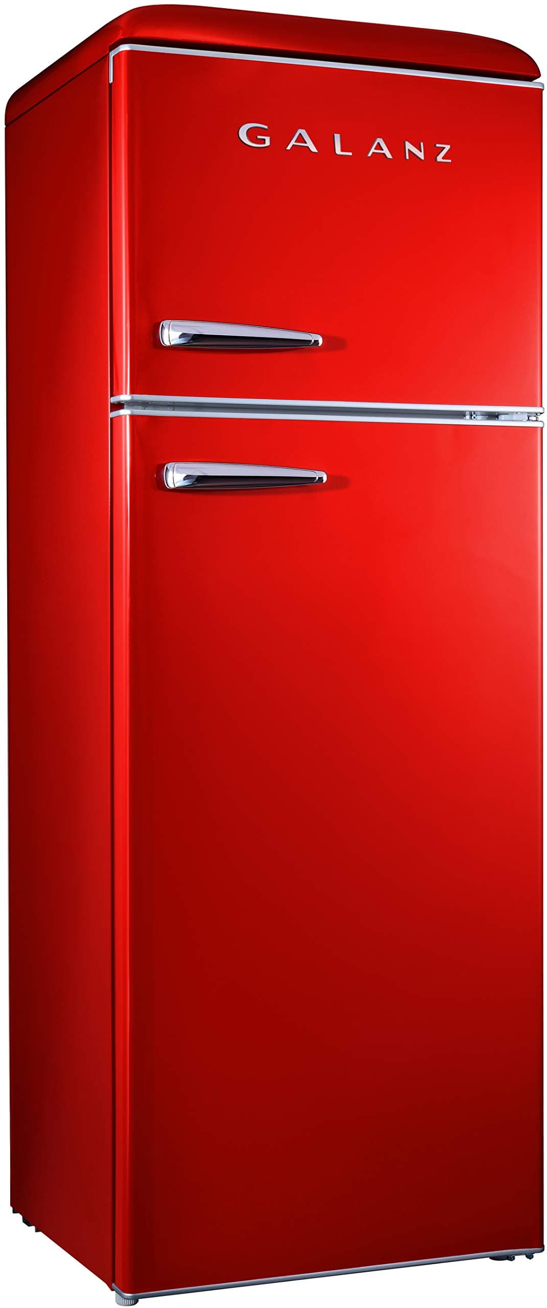 GLR12TRDEFR Refrigerator, Dual Door Fridge, Adjustable Electrical Thermostat Control with Top Mount Freezer Compartment, Retro Red, 12.0 Cu Ft