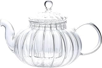 IwaiLoft NEW Glass Teapot with Infuser, Stovetop Safe Tea Kettle, Blooming and Loose Leaf Tea Maker IW-G016 (20OZ, Pumpkin)