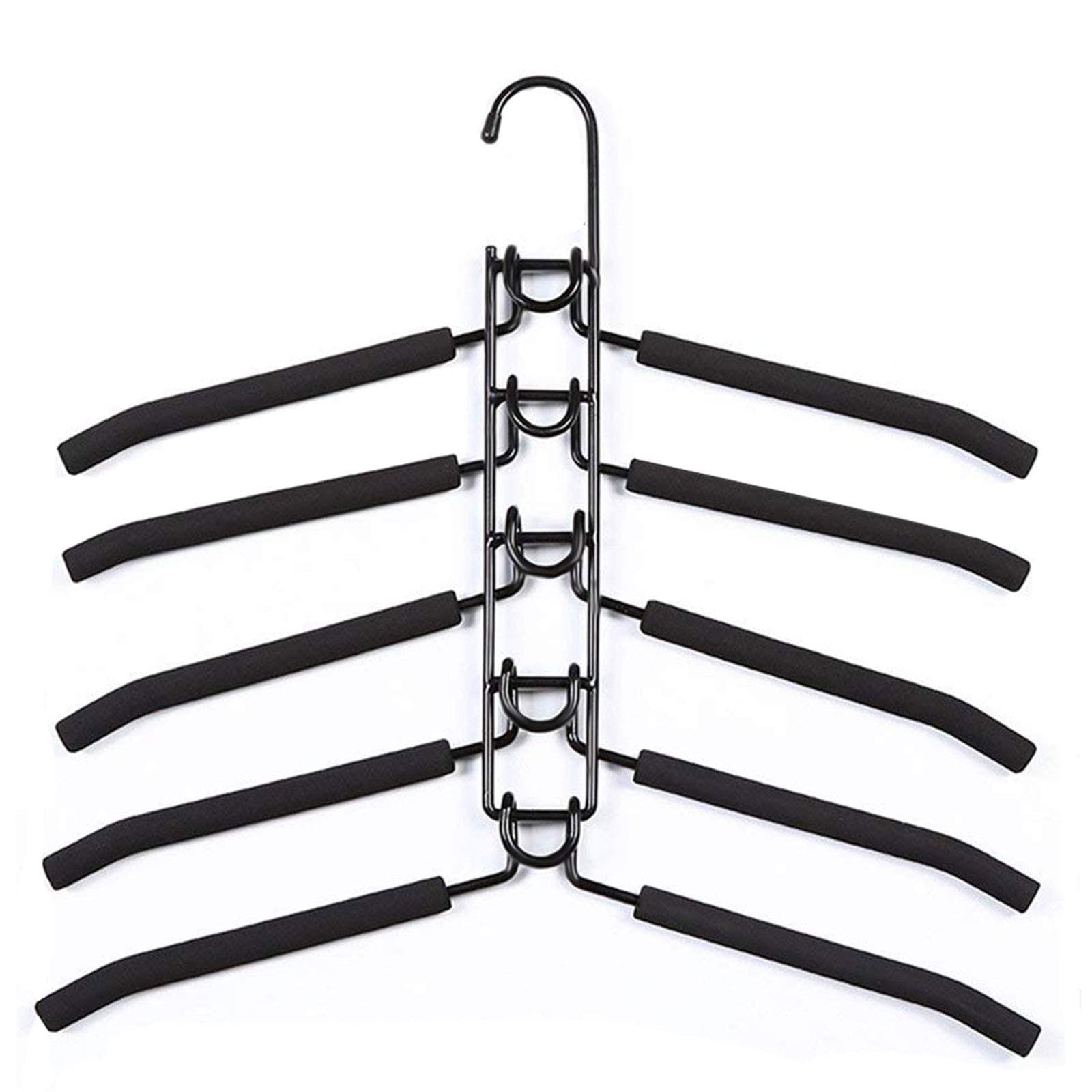 YiSeyruo Clothes Hangers Space Saving: 5 in 1 Multi Layer Eva Sponge Non Slip Heavy Duty Clothes Hangers Closet Organizers and Storage for Suit Coat Skirt T-Shirt Pants