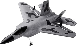 VEVOR RC Plane 2 Channel, Remote Control Airplane 2.4GHZ with 6-Axis Gyro Stabilizer&2 Batteries, F-22 Fighter Aircraft Plane Toy for Adults Kids Beginners Boys Birthday/Xmas Child Gift