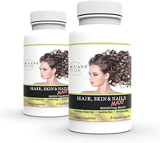 Wellgenix Purvana Max Hair, Skin, & Nails Vitamin Capsules, Double Strength Biotin 5000 MCG, Fo-Ti Root, VIT A & B, Folic Acidt (2 Pack)