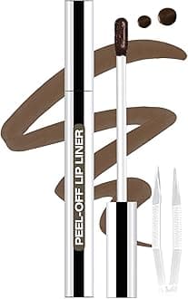Lip Stain Peel Off Lip Liner Stain with Tweezer, Long Lasting Matte Lip Tint Tattoo, Highly Pigmented Color Lip Makeup, Waterproof Lipstick, Transfer-proof Lipstain for Women, Espresso