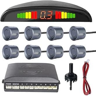 Car Reverse Parking Sensors Car Rear Reverse Parking Radar System Car Parking Sensor Kit 8 Sensor Auto Sound Alarm Alert Reverse Backup Radar Display Grey