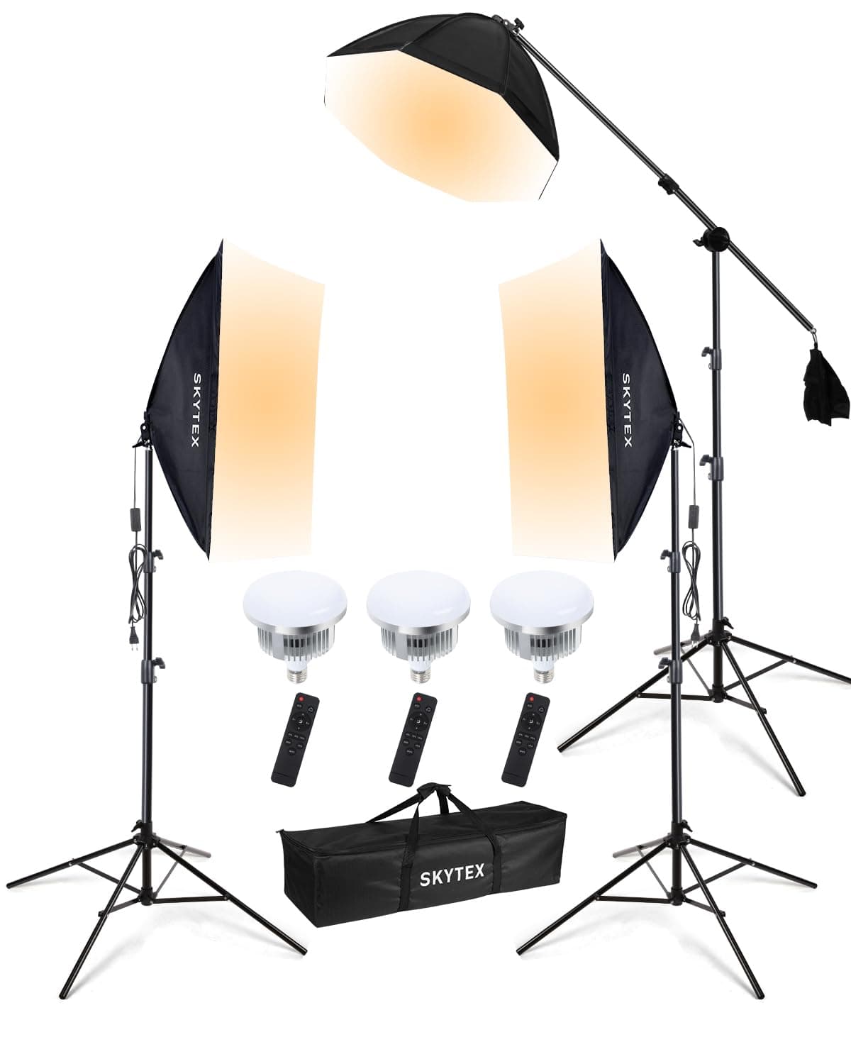 Softbox Lighting Kit(3Pack), 20x28in Soft Box|28in Octa Softbox|85W 2700-6400K E27 LED Bulb Continuous Photography Lighting, Studio Lights Equipment for Photo Shooting, Video Recording