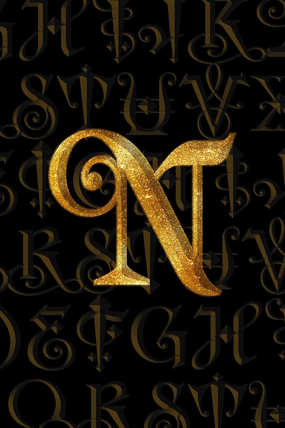 N: 6" x 9" Personalized Monogram Initial N Matte Paperback Notebook Journal Diary 120 Pages (60 sheets) Wide-Ruled Blank Lined Women And Girls