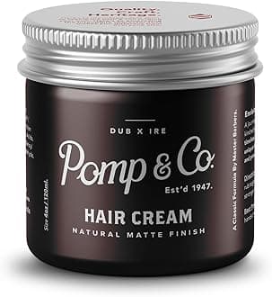 Pomp & Co Hair Styling Cream for Men, Water-Based Cream Pomade with Natural Matte Finish, Medium Strong Hold, Classic Scent, Lightweight Formula, 120ml