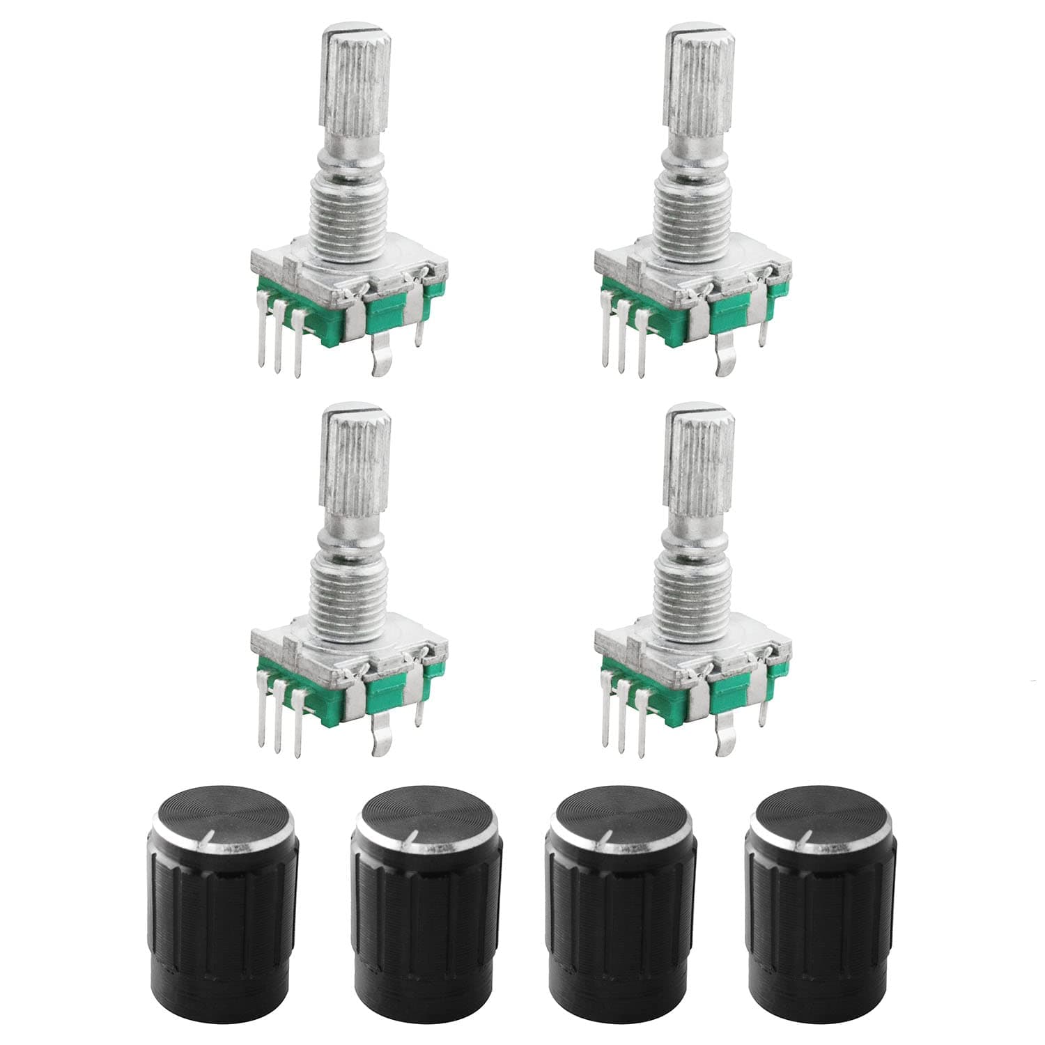 4SETS 5 Pins and Knob Cap 360 Degree Rotary Encoder Code Switch Digital Potentiometer with Push Button