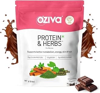 OZiva Protein & Herbs, For Women, (Natural Protein Powder With Ayurvedic Herbs Like Shatavari, Giloy, Curcumin & Multivitamins For Improving Metabolism, Skin & Hair (Chocolate, 1Kg)