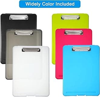 6 Pieces Clipboard with Storage Plastic Storage Clipboard Nursing Clipboard Clip Boards with Storage Foldable Clipboard with Compartment Clipboard Storage with Metal Clip ,Letter Size 9.5 x 13.5 Inch