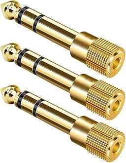 AncableHeadphone Adapter 3.5mm Female to 6.35mm Male, 3 Pack 1/4 inch to 1/8 inch Stereo Aux Jack Headphone Adapter Gold Plated 6.35mm to 3.5mm Jack Converter for Digital Piano, Keyboard
