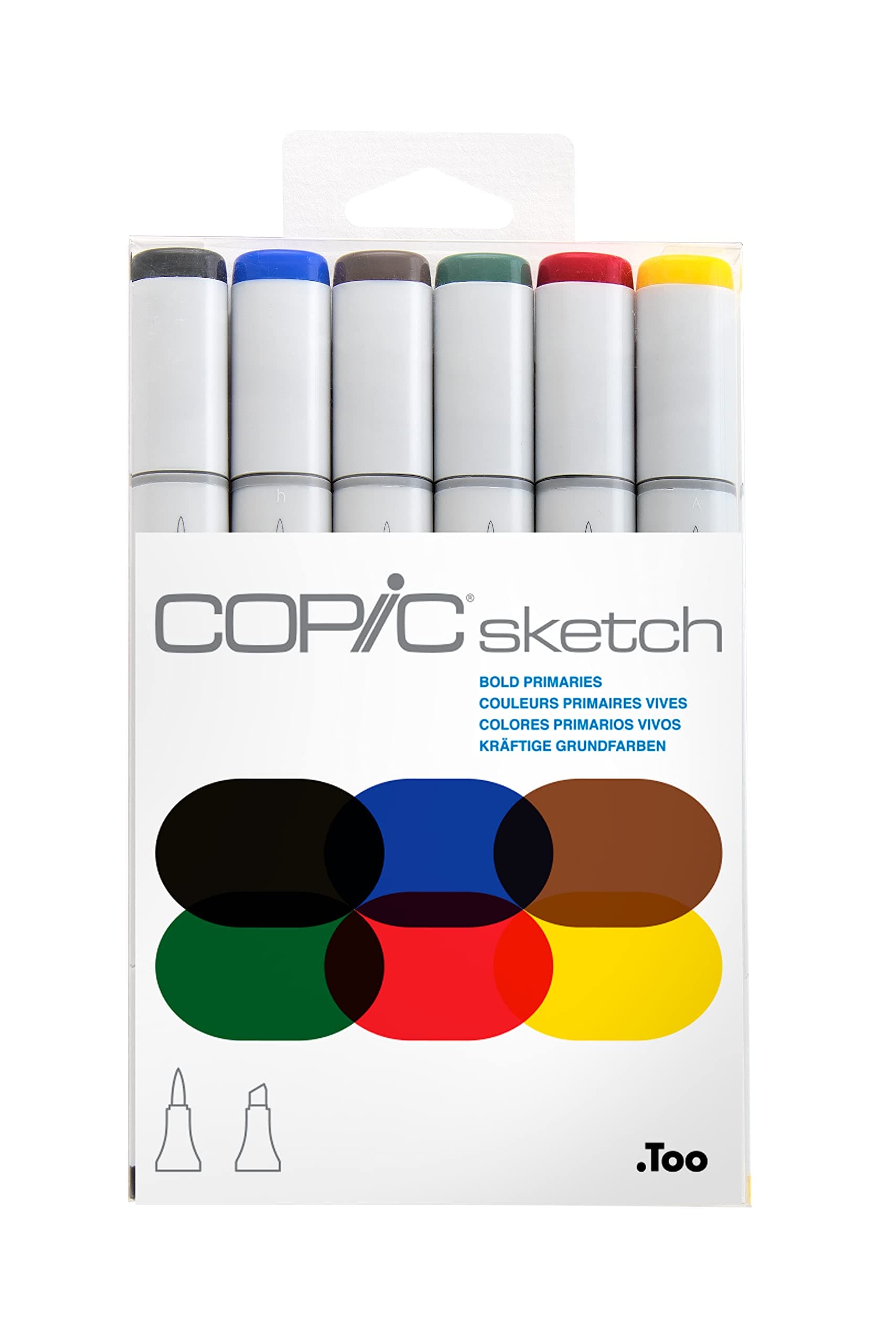 Copic Marker S 6-Piece Sketch Set, Bold Primaries, Multi