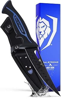 Curved Boning Knife-6”-Night Shark Series-7CR17MOV High Carbon Steel - Titanium Coated Blade Fillet Knife for Meat for Outdoors & Fishing-Polypropylene Handle-w/Sheath-NSF Certified