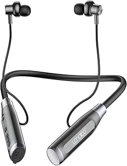 Wireless Bluetooth 5.0 Neck Earbuds with 100 Hours of Playback, IPX5 Waterproof Sports Earphones with Microphone, Magnetic, TF Card Slot, for Gym Running Exercises (A12)