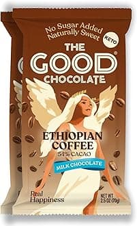 Coffee Milk Chocolate Bars with 80% Less Sugar & Lower Net Carbs – Keto Chocolate Bar with Lower Calories, All Natural and Non-GMO Keto Snacks, 2.5 oz (2 Bars Starter Pack)