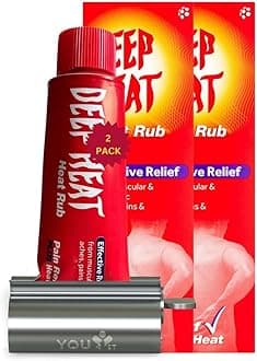 Deep Heat 100g [2 Pack] Muscle Massage Lotion Bundle with You1st Stainless Steel Lotion Squeezer