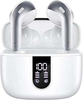 TAGRY Bluetooth Headphones True Wireless Earbuds 60H Playback LED Power Display Earphones with Wireless Charging Case IPX5 Waterproof in-Ear Ear buds with Mic for TV Smart Phone Laptop Computer Sports