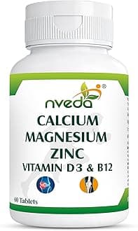 Calcium 1000mg with Vitamin D3, Magnesium, Zinc, Vitamin K2 & B12 | Bone Strength, Joint Support & Immunity Booster for Men & Women | 60 Vegetarian Tablets