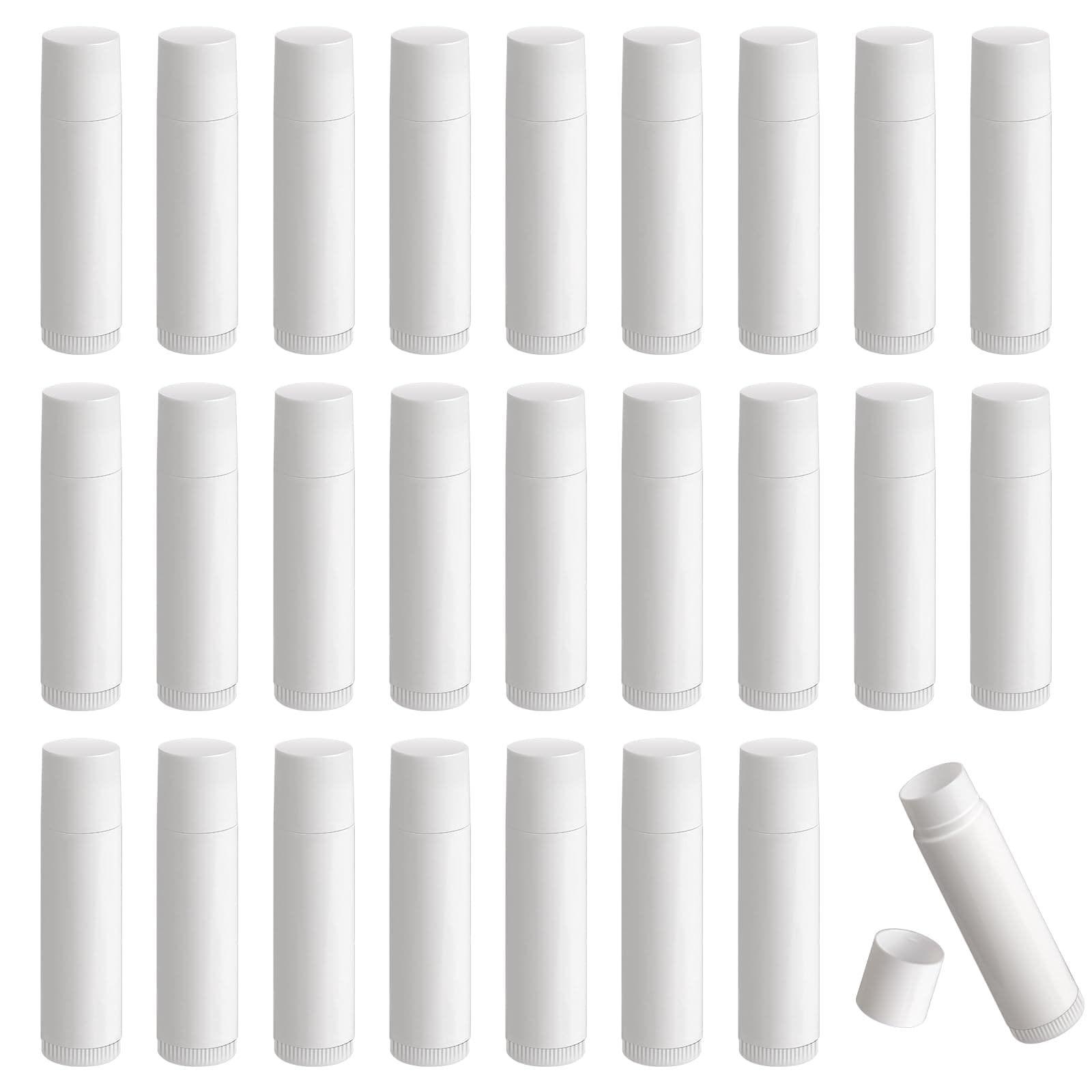 Lip Balm Containers, 25pcs Empty Tubes, Reuseable Plastic Lipstick Containers Refillable With Cap for DIY Homemade (White, 5g)