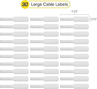 Wrap-It Storage Cable Labels - Large, White (30-Pack) Write On Cord Labels, Wire Tags for Cable Management and Organizer for Electronics, Computers and More