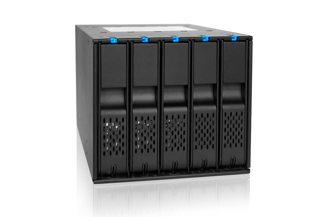 ICY DOCK (UPDATED VERSION) FlexCage MB975SP-B R1 Tray-less 5 Bay 3.5 SATA Hard Drive Hot Swap Backplane / Cage / Mobile Rack in 3 x 5.25 Drive Bay