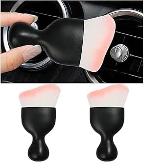 2PCS Car Interior Dust Brush, Soft Scratch Free Auto Detailing Brushes, Universal Vehicle Interior Cleaning Tool for Automotive Dashboard, Air Vents, Leather (White & Pink)
