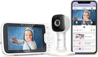 Nursery Pal Cloud Smart Connected, Wi-Fi Enabled Baby Monitor with 5-Inch HD Color Parent Unit Viewer, Soothing Sounds and White Noise, 7-Color Night Light, Wall Mount, White