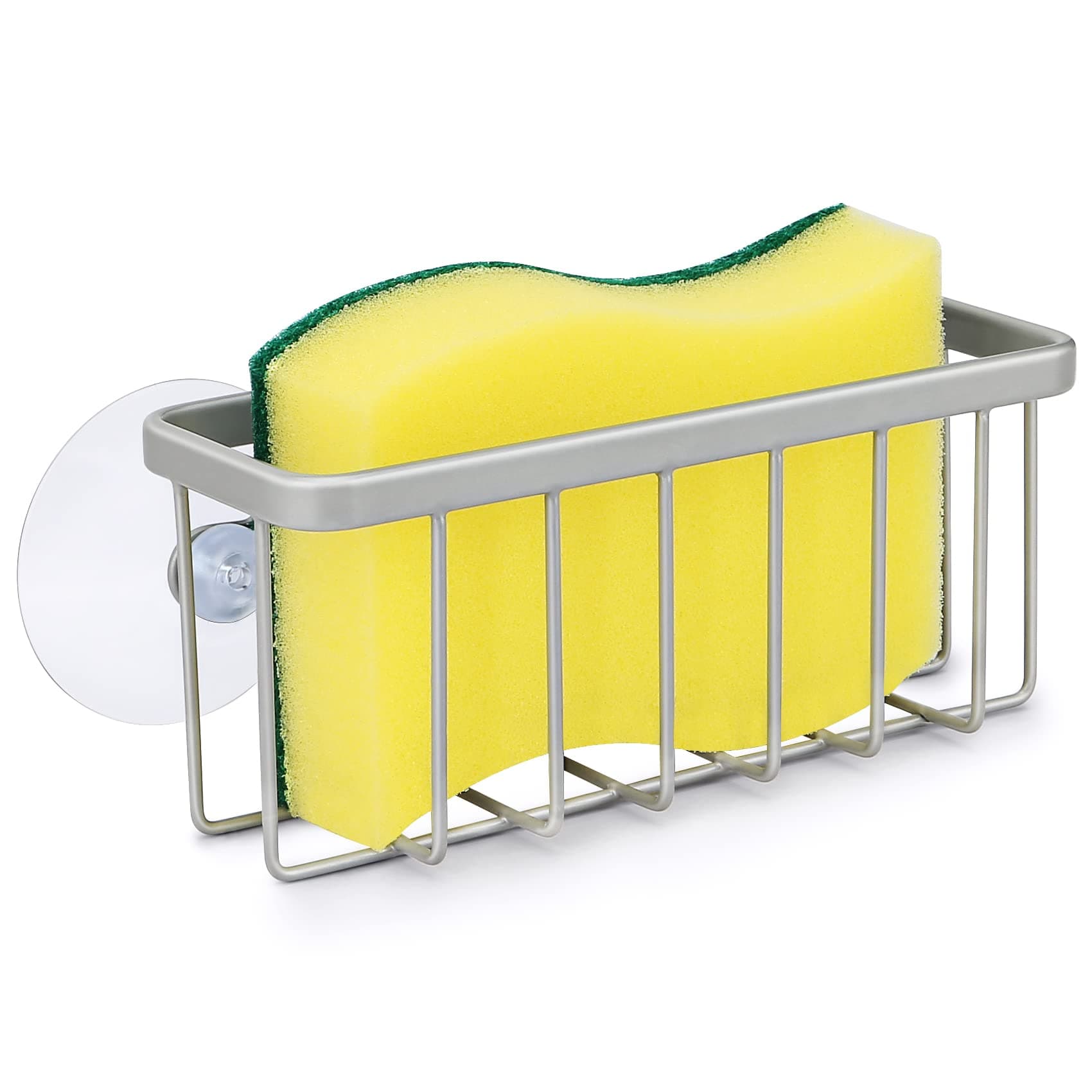 HLOOL Sponge Holder for Kitchen Sink, Kitchen Sink Sponge Holder,Sink Caddy,Dish Soap Holder （Mat Silver）