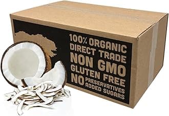 Mavuno Harvest Coconut Chips Dried Fruit Snack | Unsweetened Organic Dried Coconut Strips | Gluten Free Snack | Healthy Snacks for Kids and Adults | Vegan, Non GMO, Direct Trade | Bulk 10 Pounds