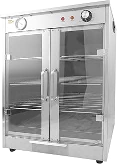 4-Shelf Electric Hot Box Food Warmer, Fits up to (8) 16" Pizza Boxes, Countertop Heated Holding Cabinet for Pretzels, Warming Machine for Home Commercial Use, w/Water Drawer, 120V 600W