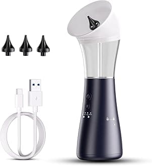 Upgraded Ear Wax Removal Kit, 4-Mode Electric Ear Cleaner - IPX7 Waterproof, Earwax Cleaning Kit with Water Temperature Sensor, 2in1 Waste Tank Design for Home Use (Blue)