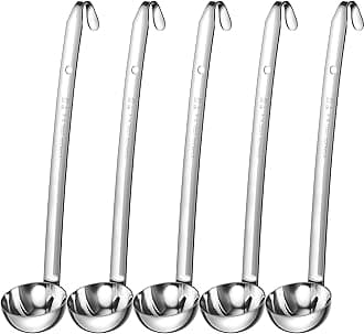 Cunhill 5 Pcs Soup Ladles Stainless Steel Serving Ladles with Long Handle for Serving, Cooking, Stirring, Portioning Kitchen Restaurant Accessories(2 oz)