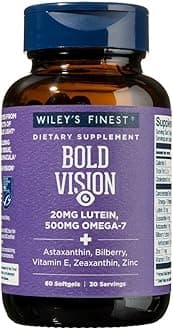 Wild Alaskan Fish Oil Bold Vision - Fish Oil Eye Health Supplement with Lutein, Zeaxanthin, Bilberry, Omega-7, Vitamin E, and Zinc - 60 Softgels (30 Servings)