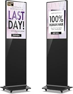 MWE 32 Inch Indoor Floor Standing Digital Signage Advertising Display Kiosk LCD Screen Commercial Totem Android System Vertical Poster with Auto Media Player