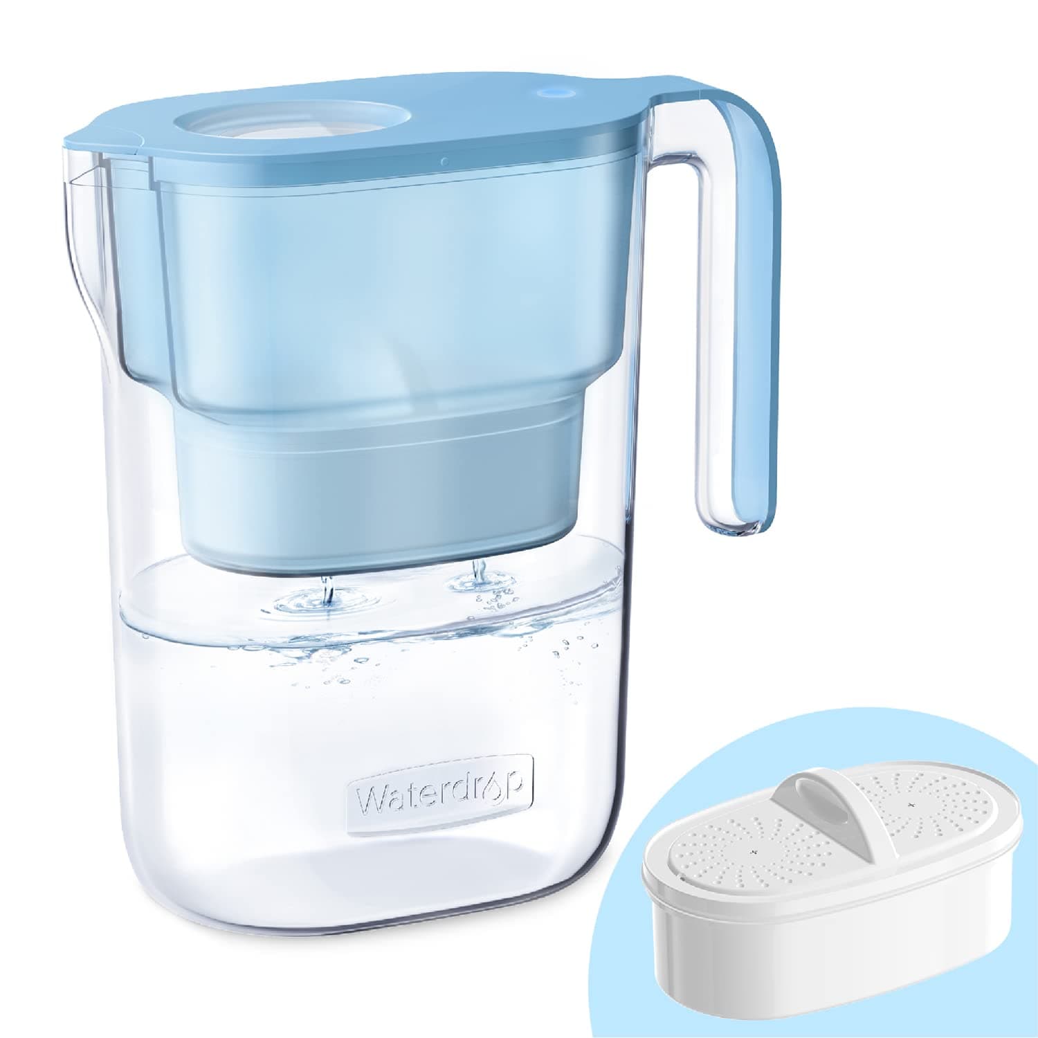 Waterdrop Elfin 5-Cup Water Filter Pitcher, Long-Lasting (200 gallons), NSF Certified, 5X Times Lifetime Filtration Jug, Reduces Lead, Fluoride, Chlorine and More, BPA Free, Blue, Model: WD-PT-05B