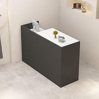 Reception Desk with Counter, L 35.4-74.8'' , Modern Front Desk Reception Counter, Solid wood ecological board, large storage space,with Storage Drawers, front office desk for Salon, Office, Lobby