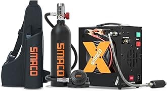 SMACO Mini Scuba Tank 1L Small Scuba Tank Diving Oxygen Cylinder with 15-20 Minutes Underwater Breathing Portable Diving Tank Kit for Underwater Exploration Emergency Rescue Pony Bottle S400