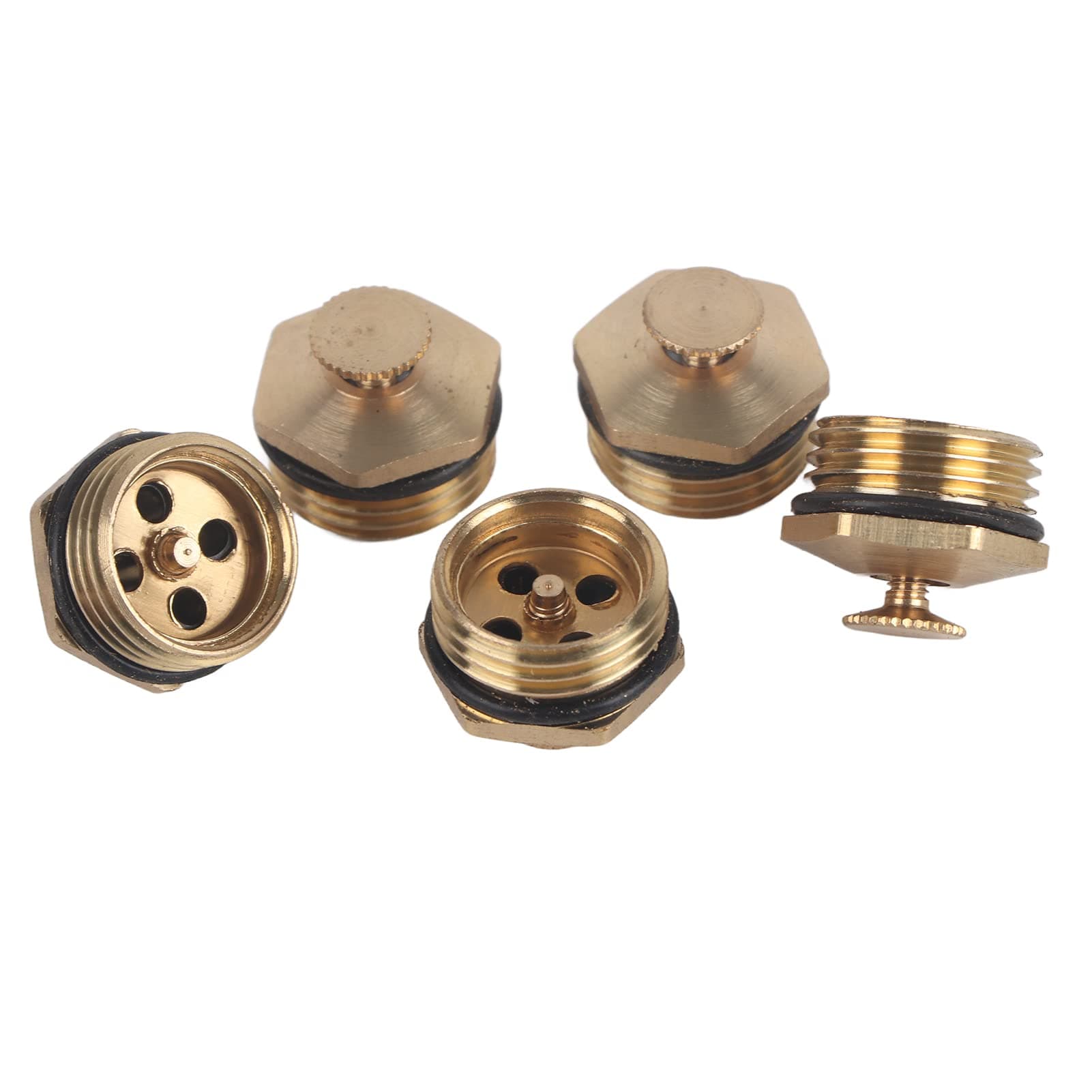 Brass Misting Nozzles, 5-Piece, Adjustable ½ Inch, Water Atomizing Spray for Outdoor Cooling, Agricultural Lawn, Garden Irrigation