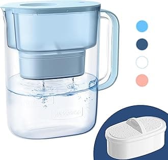 Waterdrop Water Filter Pitcher with 1 Filter, 200-Gallon Long-Life, 10-Cup Large Water Filter Pitcher, Improved Coffee & Tea Taste, NSF Certified, 5X Times Lifetime, Reduces PFOA/PFOS, Chlorine, Blue