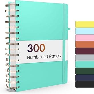 Forvencer Lined Spiral Journal Notebook with 300 Numbered Pages, A5 Thick Journals for Writing with 100GSM Paper, Hardcover Notebooks with Contents for Work, School, Women, Men, Green