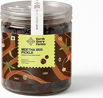 Earth Story Farms Meetha Ber Pickle | No Preservatives | Sweet Jujube Pickle| Premium Ingredients | Testy Kul Pickle | Meetha Ber Ka Achar (200gm)