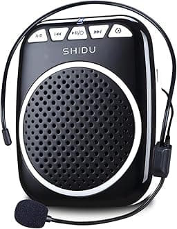 Portable Voice Amplifier, Shidu Voice Amplifer with headset microphone voice amplifier for teachers, Coacher, Tour Guides, Sales Promoters and more