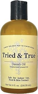 Tried & True Danish Oil – 8oz – All Natural, All Purpose Finish for Wood, Food Safe, Solvent Free, VOC Free, Non Toxic Wood Finish, Polymerized Linseed Oil
