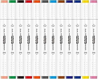 Sleepah 12 Washable Markers for Air Brush Set (SL190) & Drawing with Chisel Tips (12 Markers)