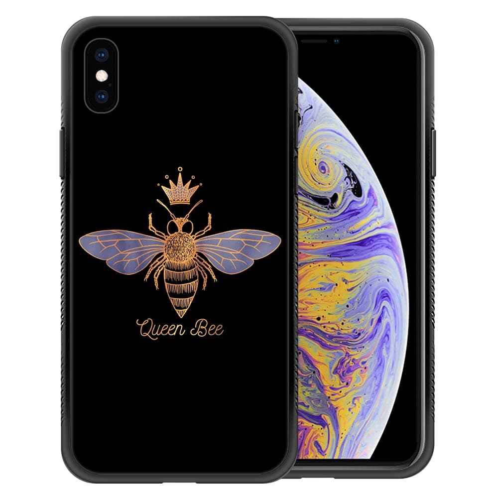 ZHEGAILIAN Compatible with iPhone Xs Max Case,Pattern Design Hard PC Back Cover Non-Slip Soft TPU Protective Case for iPhone Xs Max for Women 6.5inch-Queen Bee