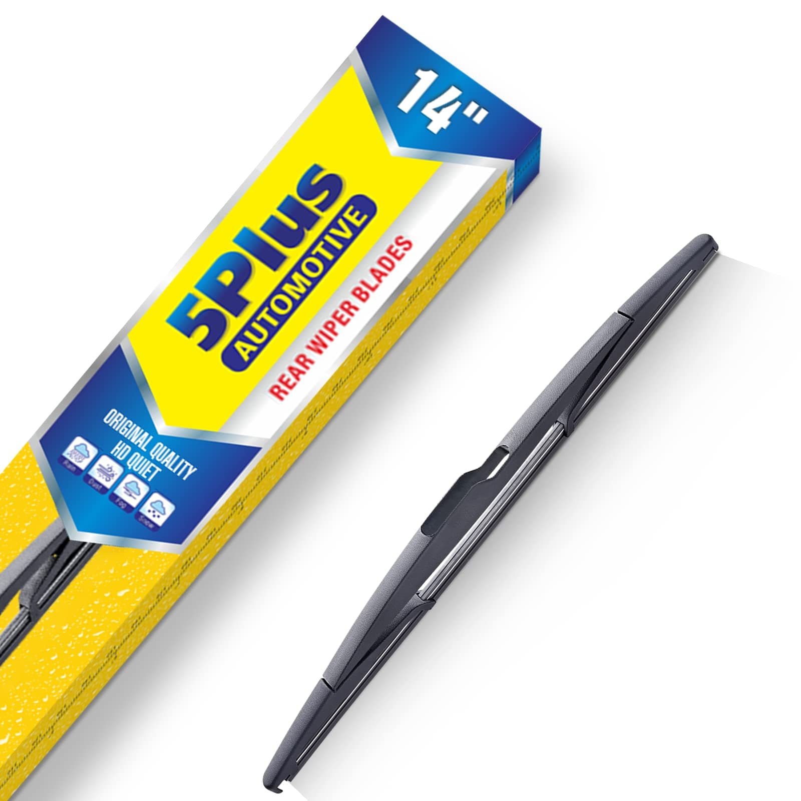 5 PLUS® 14" Rear Wiper Blade Replacement for Transit Connect 2018 2017 2016 2015 2014 Ford Edge 2014 2013 2012 2011 2010 2009 2008 2007, BACK Windshield Wiper Blade (14D)